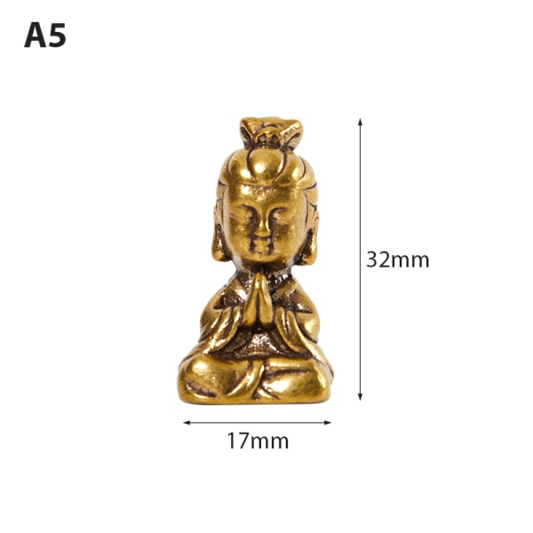 1 STK Messing Guanyin Buddha-figur Skrivebordsdekorasjon Mini-statue H A5