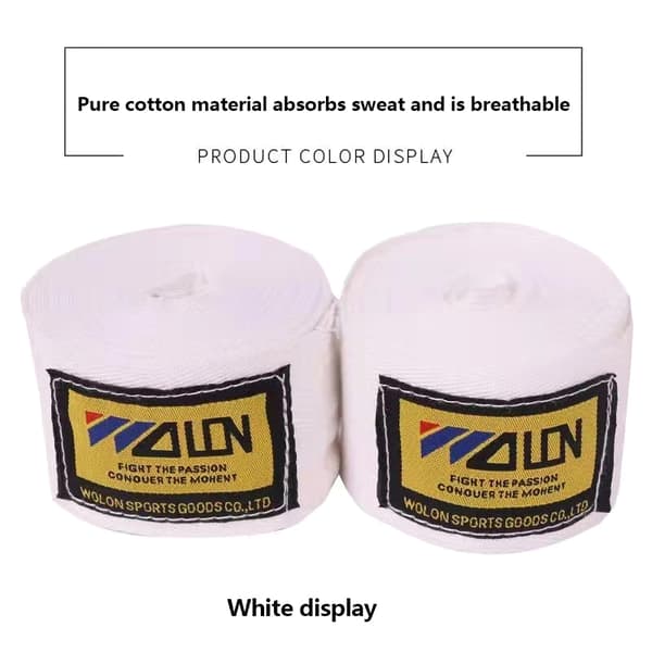 2 rullar/ set bomullsboxning MMA handhandskar wraps bälte boxning Spo white 5m