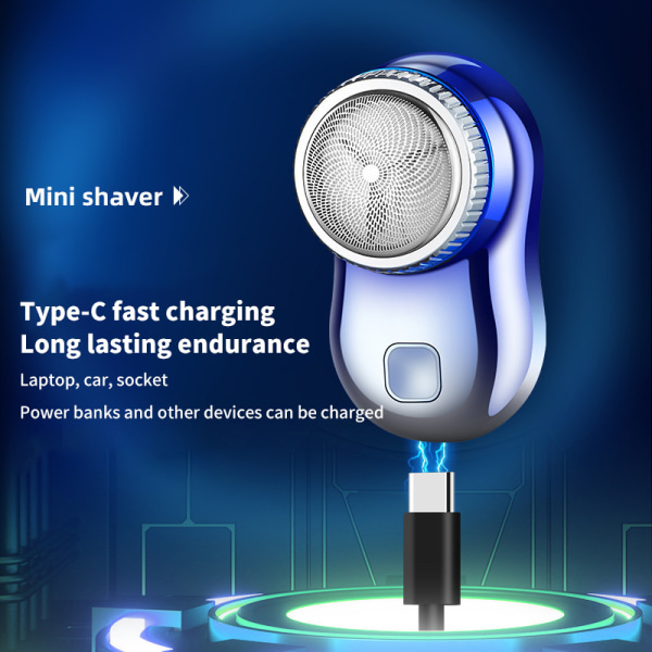 Mini-rakficka för män Bärbar elektrisk rakapparat Razor USB Blue 1