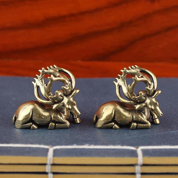 Älgfigurer i massiv mässing Retro Djur Älg Liten Staty Skrivbord