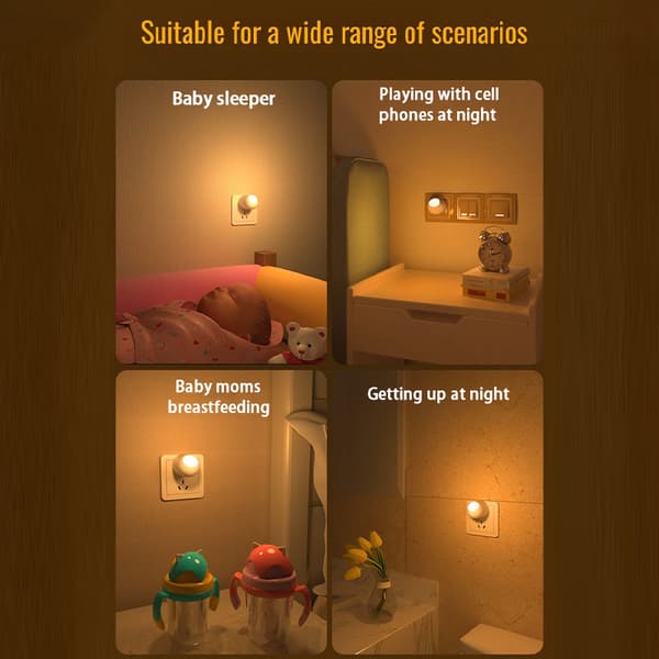360° LED nattlyssensor mykt lys babyfôring øyebeskyttelse White light 1pc