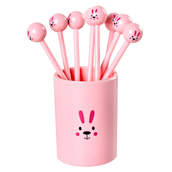 10 kpl Mini hammastikut Cartoon Kids Picks muoviset hedelmähaarukat B Pink