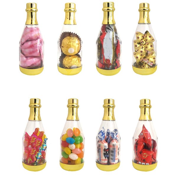 Chocolate Candy Plastic Box DIY Champagne Flaske Bursdag Weddi Gold