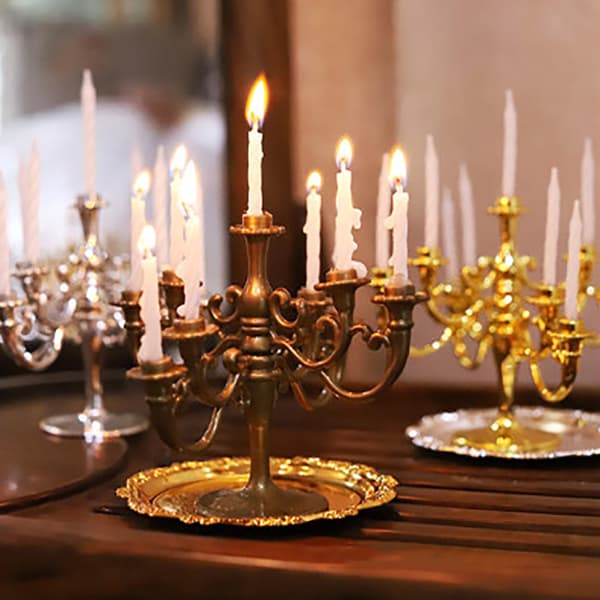 1Set stearinlys og lysestake bursdagskake lysestaker Gold