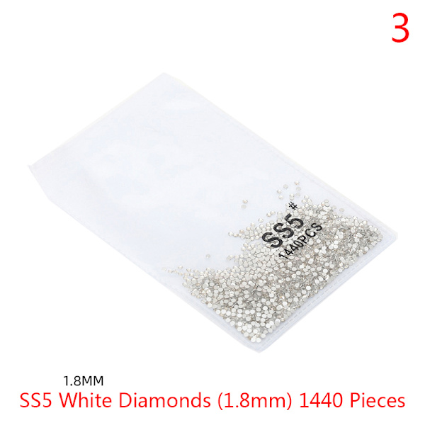 1440 kpl Crystal Nail Art Stones litteät strassit kynsille A 3