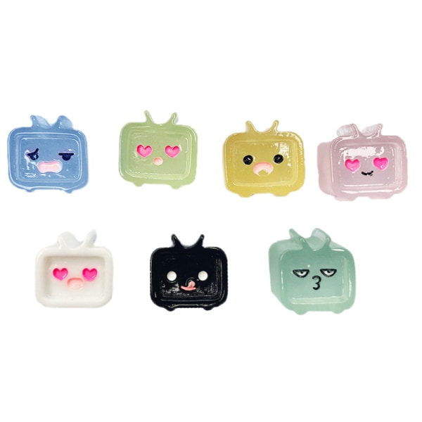 5 Stk Kawaii Lysende TV Med Udtryk Flatback Resin Cabocho