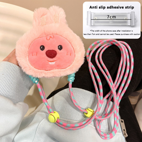 Cartoon Loopy Kirby Plush Doll Phone Back Clip Lanyard Anti-Fal C with Rope