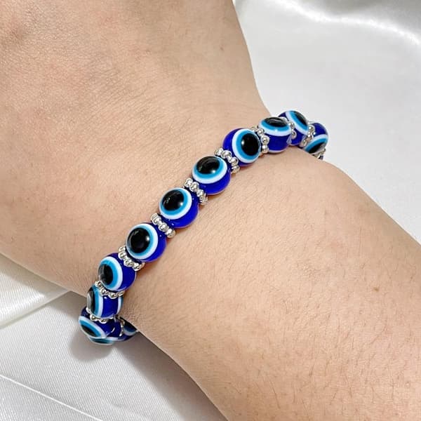 1/2/4 stk. Evil Eye Lucky Vedhæng Armbånd Blå Øje Perle Elastisk A1