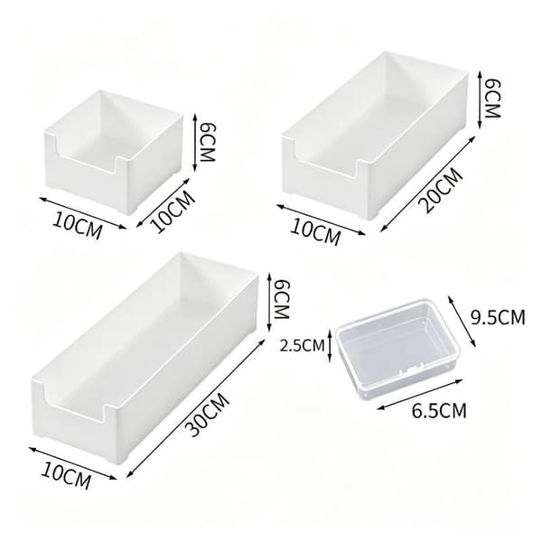 Gennemsigtig boks med flere rum til opbevaring af opladerkabler B White 8pcs