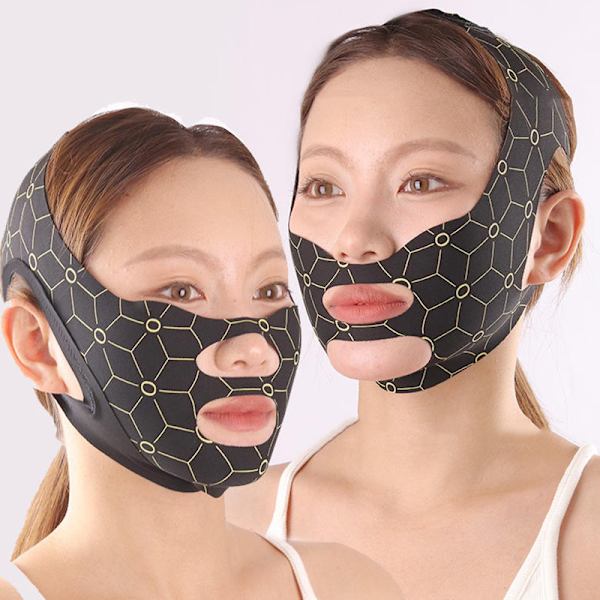 Elastisk V-formad maskrem Dubbelpress Ansiktsskulpterande mask Black regular