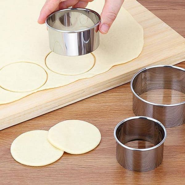 3 stk. rund kiksform i rustfrit stål, dumpling-skærer DIY P B