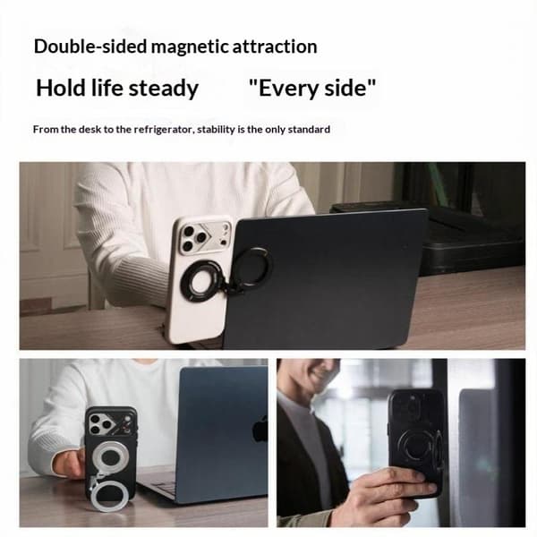Aluminiumslegering Magnetisk Ring Telefonholder Ultratynd Stærk Magnet Black