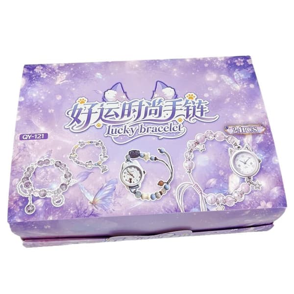 24-pack Lucky Armband Blind Boxes med pärlor i Kawaii-design, presenter purple