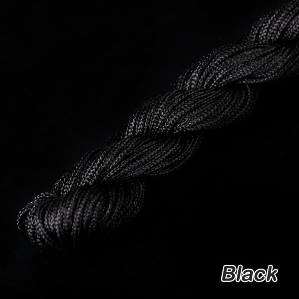 24 meter 1,0 mm nylonsnor armbånd flettet streng DIY dusker B Black