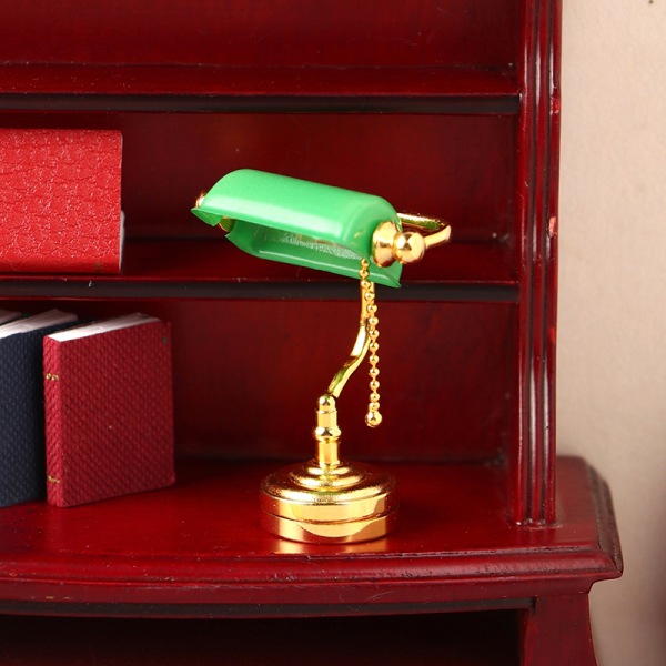 1:12 Dollhouse Miniatyyri pöytälamppu LED-lamppu Vihreä Postimiehen valo