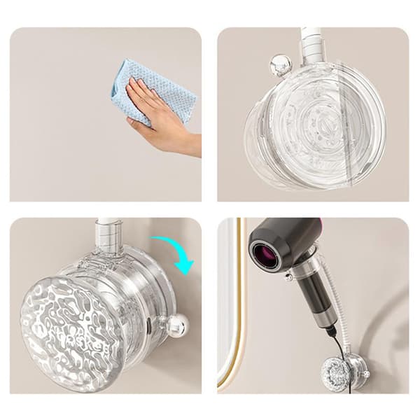 Hårtorkshållare Inget Behov Av Att Hålla Justerbar Väggmonterad Lat Transparent