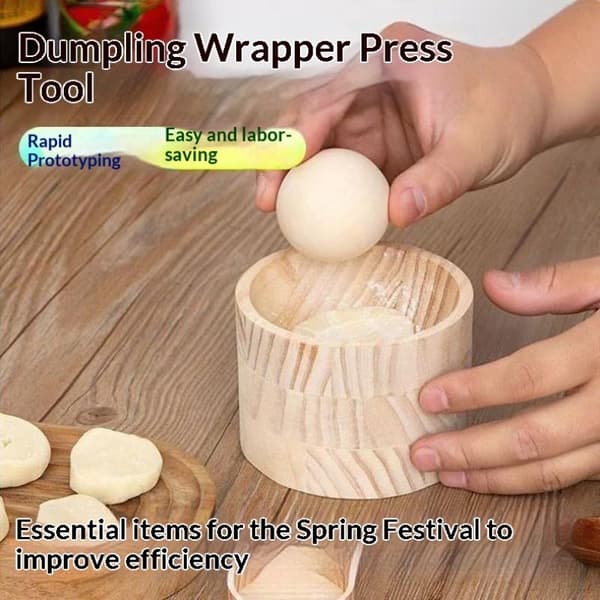 Dumplingpresse i tre, form i tre og manuell deig 1PCS