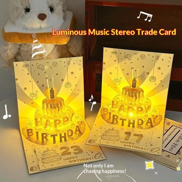 3D Pop-up Grattiskort med Glitter LED-ljus och Musik A1
