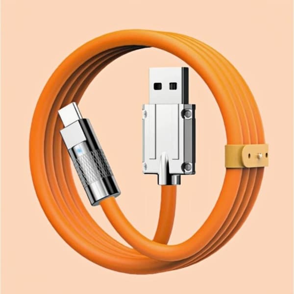 Vit USB A till Typ C Laddningskabel 120W Super Snabb Laddning T A1