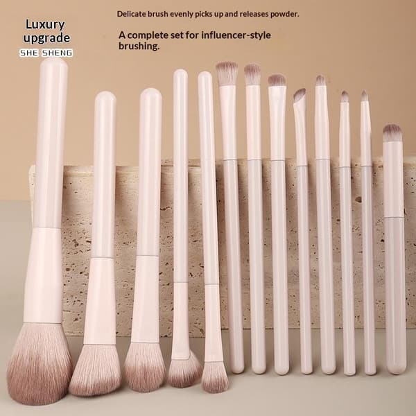Makeupbørstesæt med bløde, behagelige børster, lyserød makeupbørste B