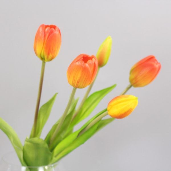 Luksus Silikone Ægte Touch Tulipaner Buket Dekorativ White