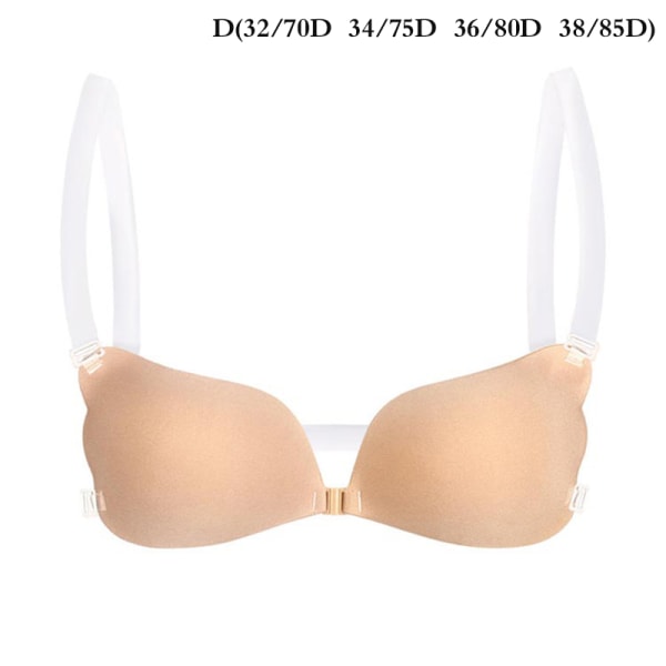 1 STK Women Invisible BH Push Up Silikone BH med Transparent Apricot D