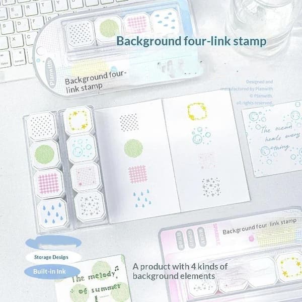 4-i-1 Mønster Baggrundsstempelsæt til DIY Journal Scrapbooking A2
