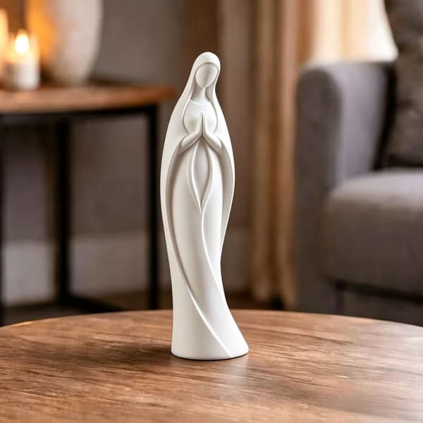 3D-printet bedende Mariastatue Minimalistisk Velsignet Moderpynt L