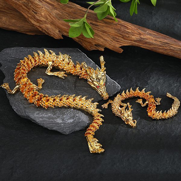 3D Lohikäärmepatsas Ornament Moveable Body s Exhibition Hall Advan Gold S