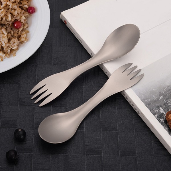 Titan Spork Spoon Outdoor Camping Picnic Titani med dubbla ändamål