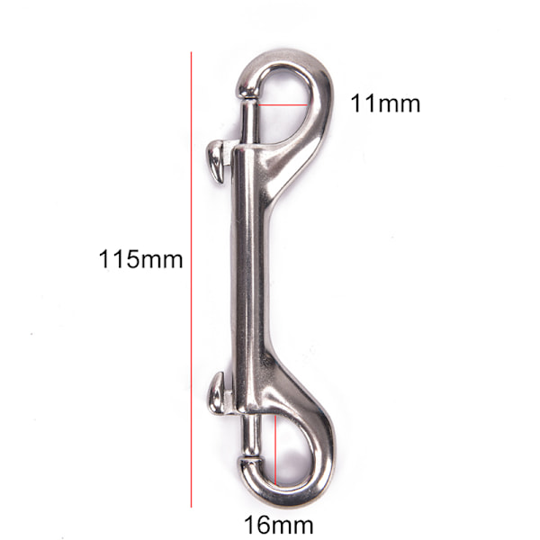 rustfrit stål dykning dobbeltendet krog snapbolt kit qu 115mm