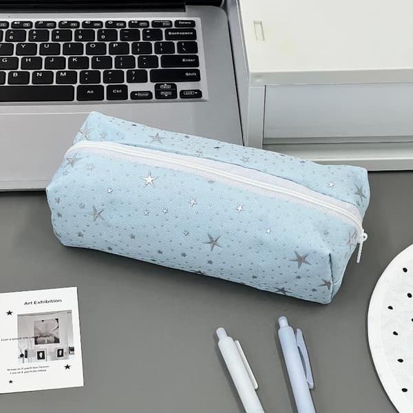 Stjärnor Vågpunkt Lätt Stor Kapacitet Pennfodral Tecknad White