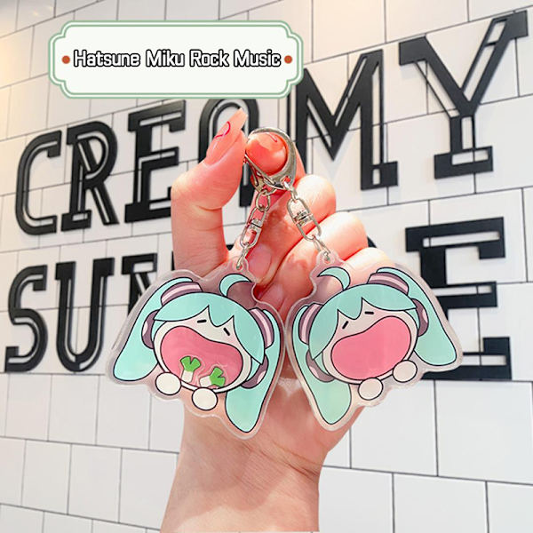 Dynamisk rystbar Hatsune Miku nøglering Spise grønt løg nøgler