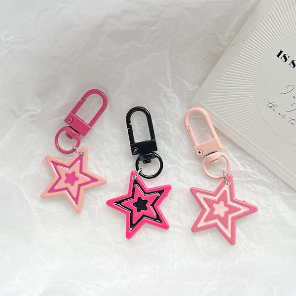 e Pentagram-riippuava avaimenperä Tyttöjen opiskelijoille Tähti-avainnippu taustap Pink