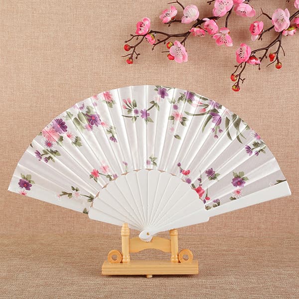 Stil Klut Folding Fan Trykt Flat Glanset Satin Folding Fan Red