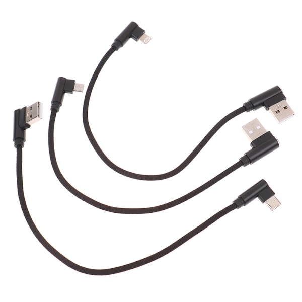 25 cm USB til Type C kort opladningskabel Albue 90 grader 2,4A Fa IOS