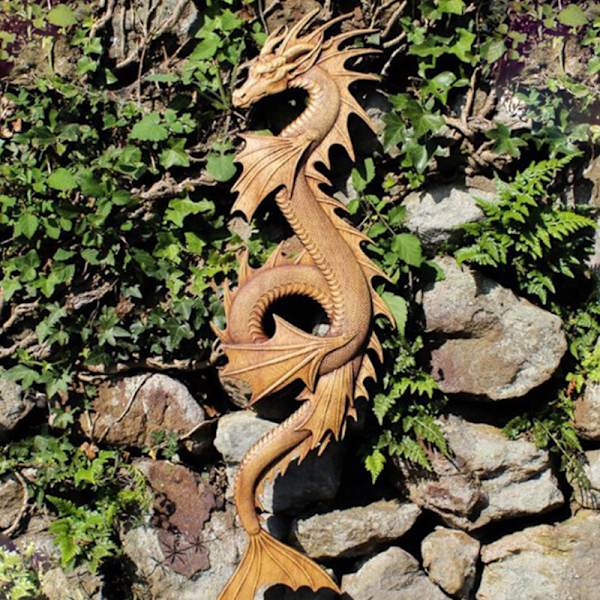 Resin Drakstatyer Drakefigurer Konst Trädgårdsdekoration Skulp A