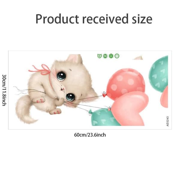 1 st handmålad väggdekal med ballongkatter för barnrum Multicolor
