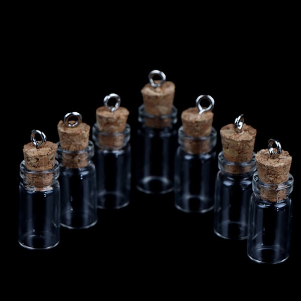 10 st Mini Glasflaskor Små Vials Kork Glasburkar Multi Användning