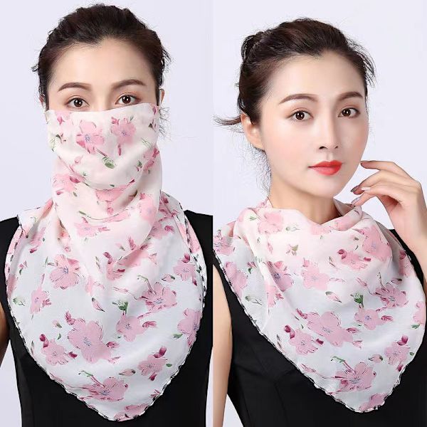 1st Kvinnor Solmask Chiffong Hals Damask Häng öra Chiffong Andning 3