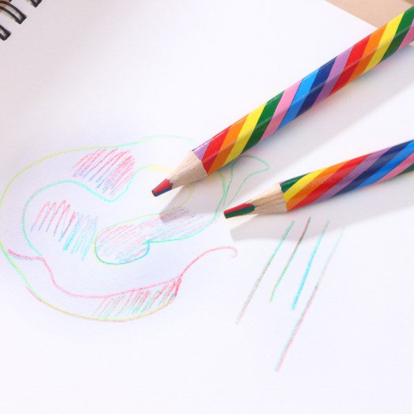 3 stk/Sæt Kawaii Rainbow Pencil 4 Farver Concentric Gradient Cra A2