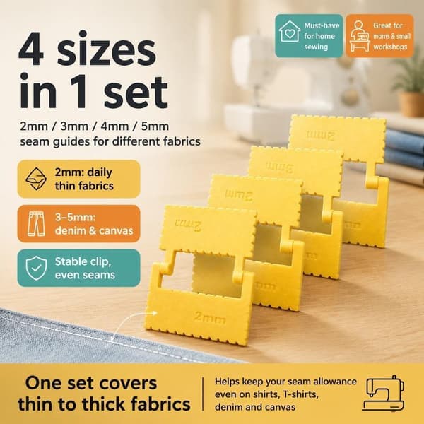 1/4 stk. 2 mm til 5 mm syning søm guide sæt stabil klips til hjemme S A3