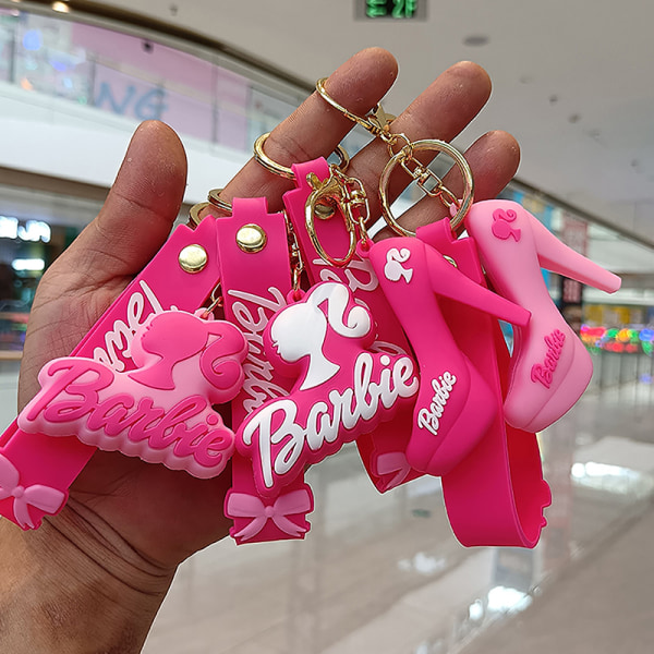 Vaaleanpunainen Barbie-avainnippu riipus Love Key Ring case Char 4