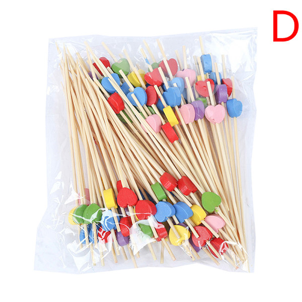 100pcs/bag Heart Bamboo  Picks Buffet Cupcake Fruit Fork Cake D D