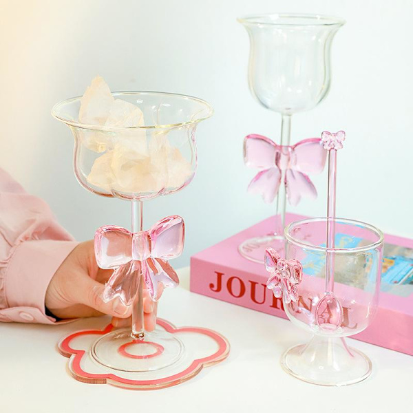 Rosa rosett kaffeskedsglas B