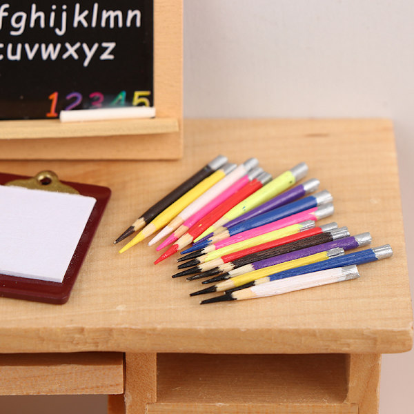 8 stk 1:12 Dukkehus Miniatyrpenn Fargeblyant Skolemateriell Color Pen