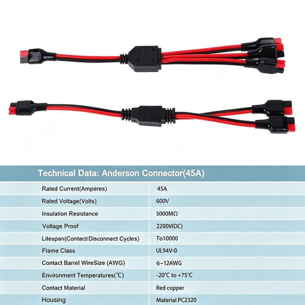 45A 1 til 2 stik 14AWG solpanel udendørs strømbatteri Pl 1 to 2