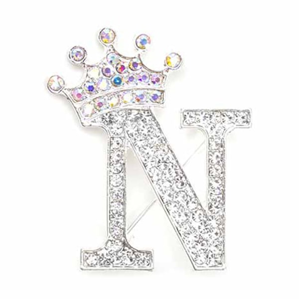 Fashion Crown 26 inledande bokstäver A till Z Crystal Rhinestone Broo Silver-N