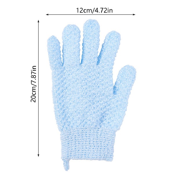 1Pair Bathing Gloves Bath Exfoliating Five-Finger Gloves Scrub Blue