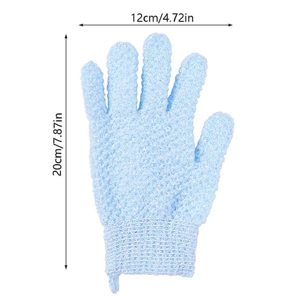 1Pair Bathing Gloves Bath Exfoliating Five-Finger Gloves Scrub Blue